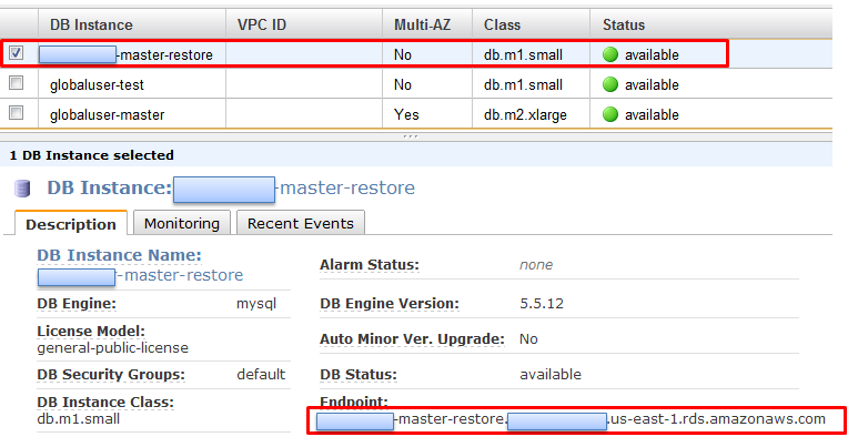 Amazon RDS End Point