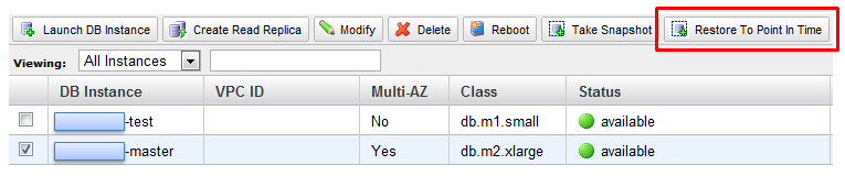 Amazon Restore To Point In Time
